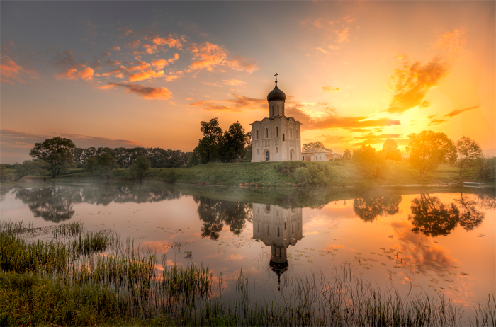 Russian expanses dawn temple